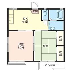 タウニィハイツ 2DKの間取図画像