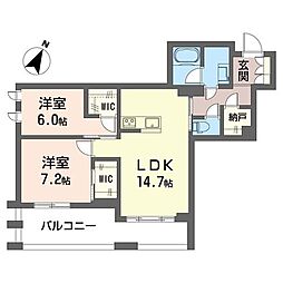 リアン ブルーム 2LDKの間取図画像
