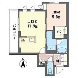 アンビエラ武蔵小杉 1LDKの間取図画像