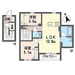 ブランドレアムD 2LDKの間取図画像