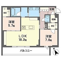 シャーメゾン藤雅庭 3階2LDKの間取り