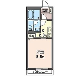 クオーレ 1Kの間取図画像