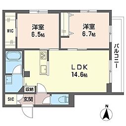 フォレ自由が丘 2LDKの間取図画像