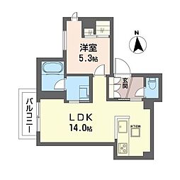 グリーンモート 1LDKの間取図画像