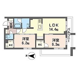ベルスリジェ 2LDKの間取図画像