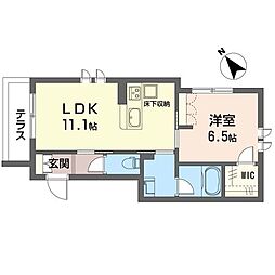 ブラン中根 1LDKの間取図画像