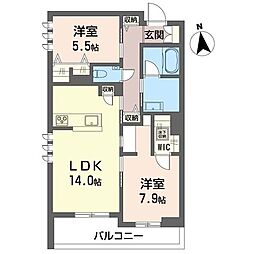 プルミエ グロリエ 2LDKの間取図画像