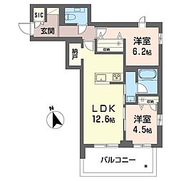 ベルクレール 2LDKの間取図画像