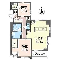 クオリスタ松陰神社 2LDKの間取図画像