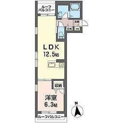 ロータス下北沢 1LDKの間取図画像
