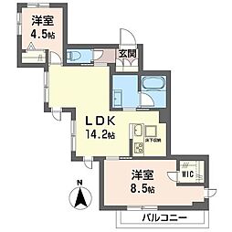 カーサルピナス 2LDKの間取図画像