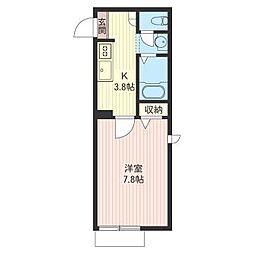 グランディール代田B 1Kの間取図画像