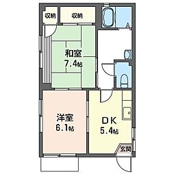 ツインハイムＢ 1階2Kの間取り