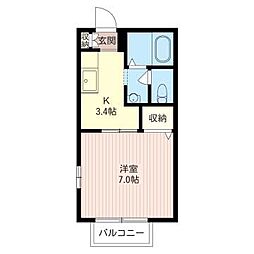 ソレアード 1Kの間取図画像
