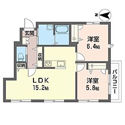グラーティア 2LDKの間取図画像
