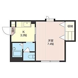 ヴィブレ立川 1Kの間取図画像