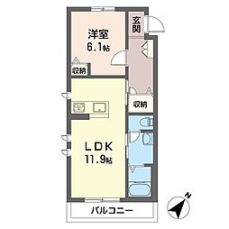 ブランノア 1LDKの間取図画像