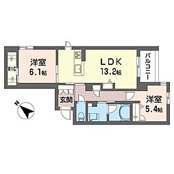 クアドリフォリオ浦和美園 2LDKの間取図画像