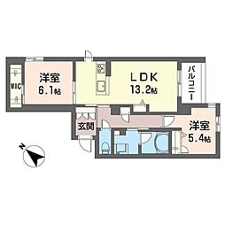 クアドリフォリオ浦和美園 2LDKの間取図画像