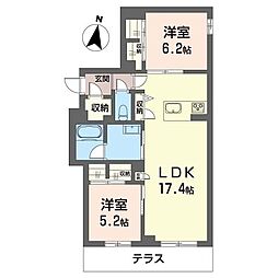 ラヴィエール浦和元町 2LDKの間取図画像