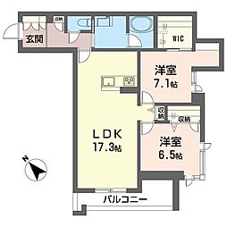 アベニールテラス浦和美園 2LDKの間取図画像