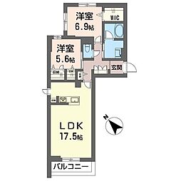 アベニールテラス浦和美園 2LDKの間取図画像