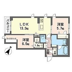 シャーメゾンステージ浦和 2LDKの間取図画像