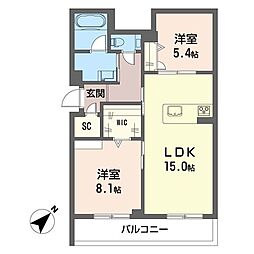 ウィズプラス浦和美園 イースト A棟 2LDKの間取図画像