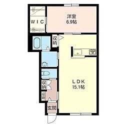 クレストコート 1LDKの間取図画像