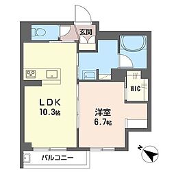 シャーメゾンアリスト 1LDKの間取図画像