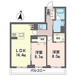リン 2LDKの間取図画像