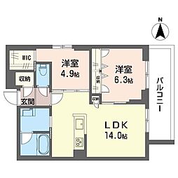 クロノス ルメリア 2LDKの間取図画像