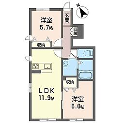 K&Y 2LDKの間取図画像
