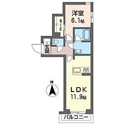 ルトリコ馬場先通り 1LDKの間取図画像