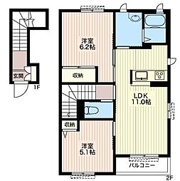シャーメゾン八幡A 2LDKの間取図画像