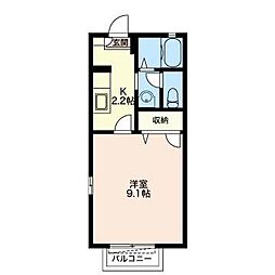 メルベーユ 1Kの間取図画像