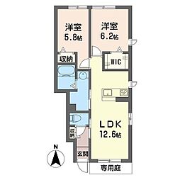 FaresderiteA 2LDKの間取図画像