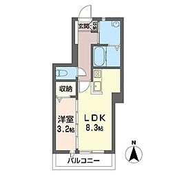 ティーダ北浦和 1LDKの間取図画像