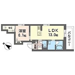 セレニティー グレイス 1LDKの間取図画像