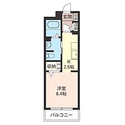 ハイツタートルヒルA 1Kの間取図画像