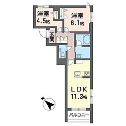シャーメゾン ハレ 2LDKの間取図画像