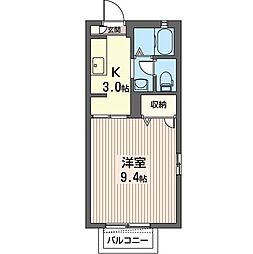 サンライズG棟 1Kの間取図画像