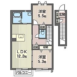 メゾン・ソレイユA 2LDKの間取図画像