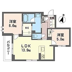 ルクセール タカバ 2LDKの間取図画像