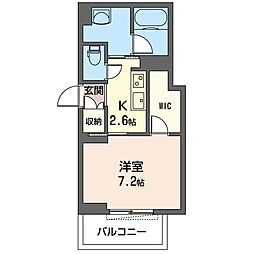 ソレイユ宮町 1Kの間取図画像