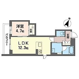 アルエットI 1LDKの間取図画像