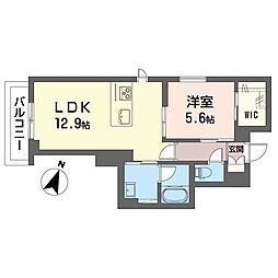 アルエットI 1LDKの間取図画像