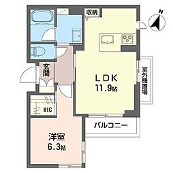 アルエットI 1LDKの間取図画像