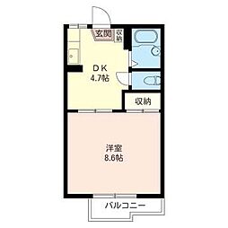 イーストハウスB 1DKの間取図画像