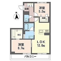 メゾンナチュール 2階2LDKの間取り